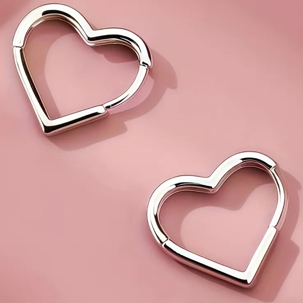 Silver Heart Hoop Earrings